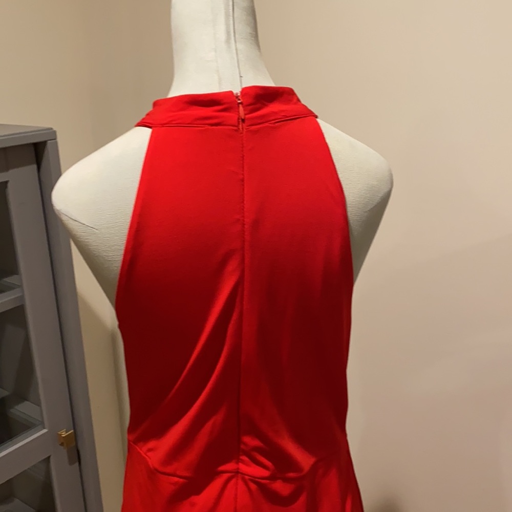 Red High-Neck Split Dress - Picture 4 of 4